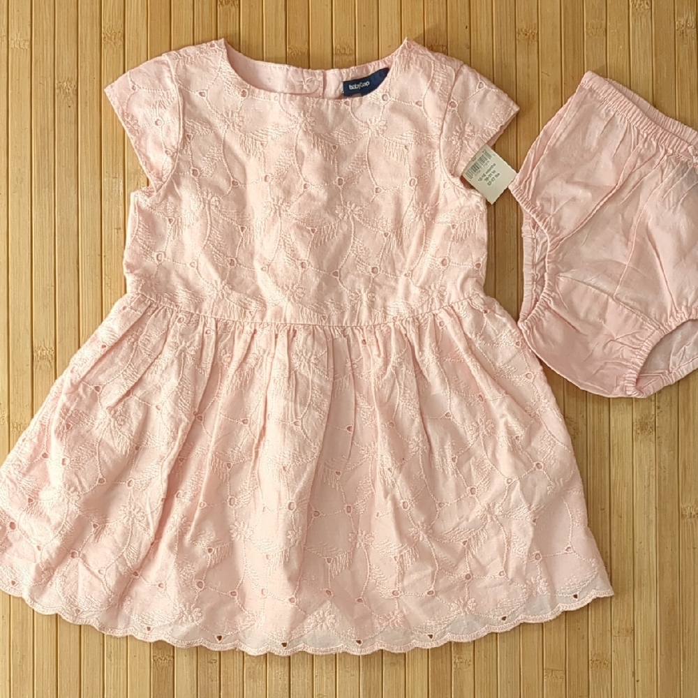 GAP Pink Baby Infant Toddler Dress W/ Matching Panties, Size 12-18 Months, NEW